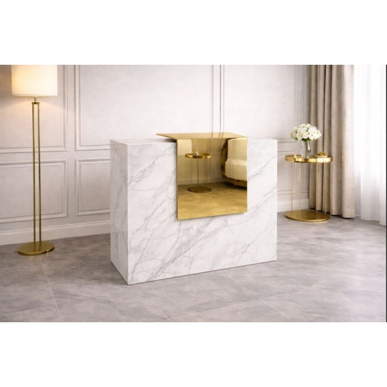 Lada Recepcyjna Loko Gold Marmur Złote Lustro 140cm HIT